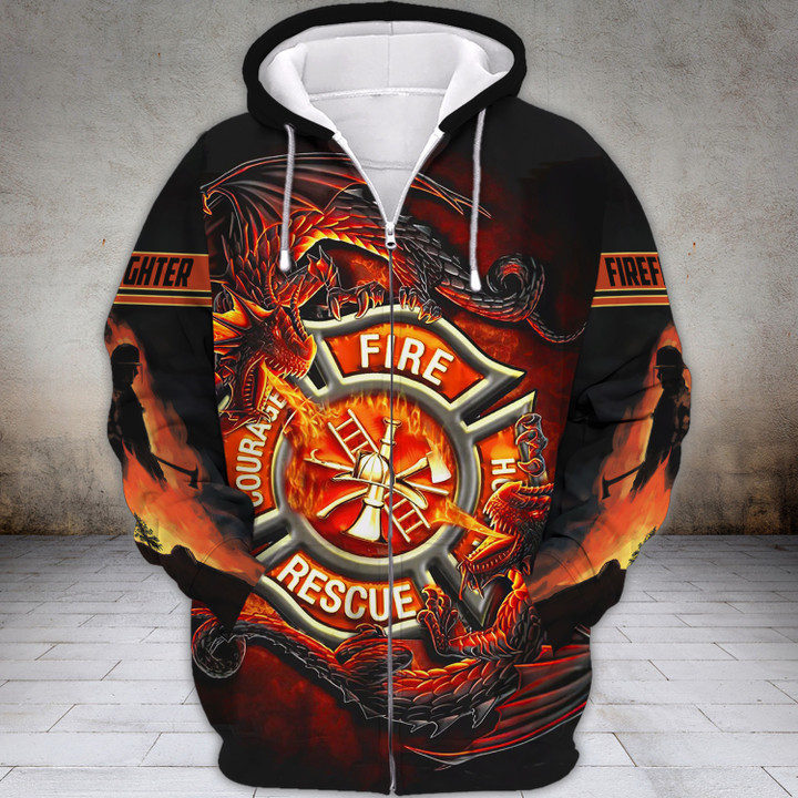 Firefighter Dragon 3D Full Print Shirts
