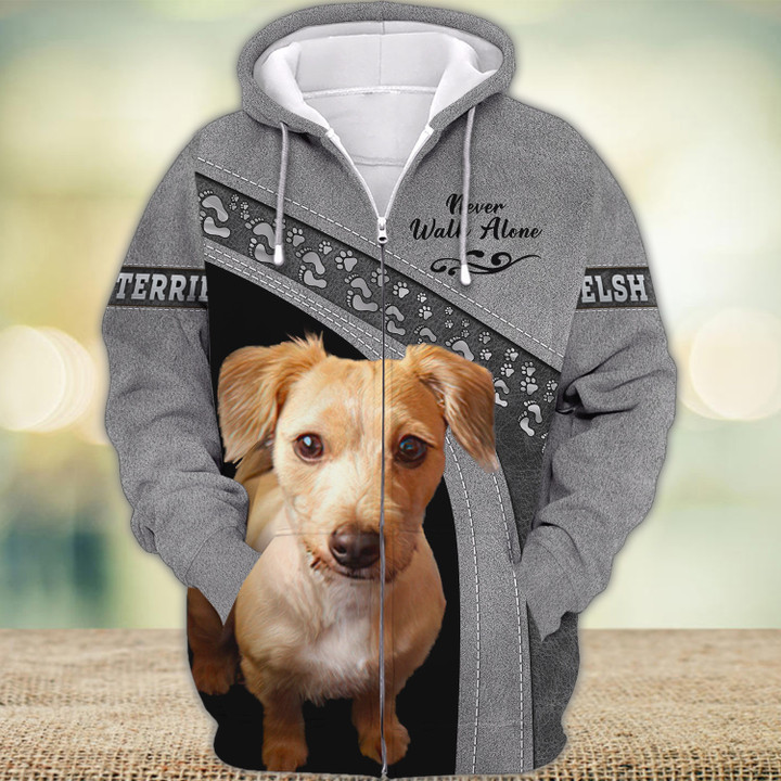 Welsh Terrier Love Never Walk Alone 3D Full Print Shirts 2082