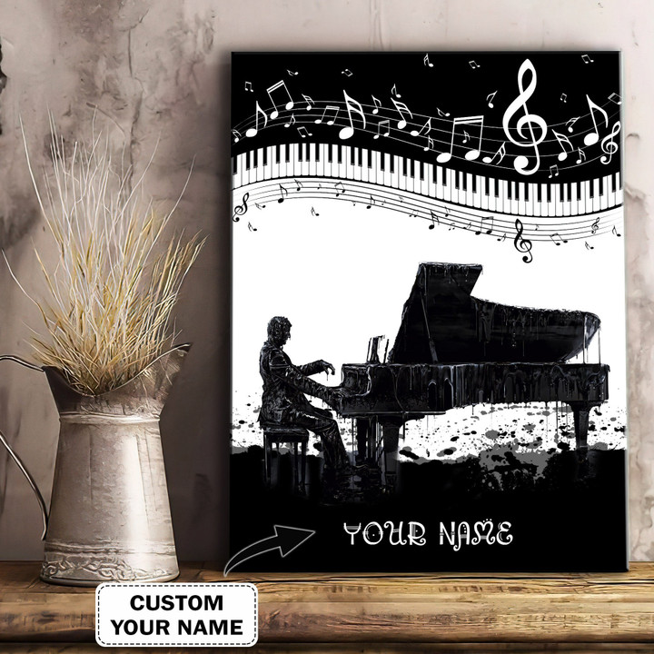 Black and White Pianoist  - Custom Canvas - TD96