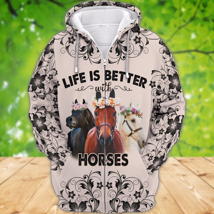 Life is better with Horses 3d Full Print
