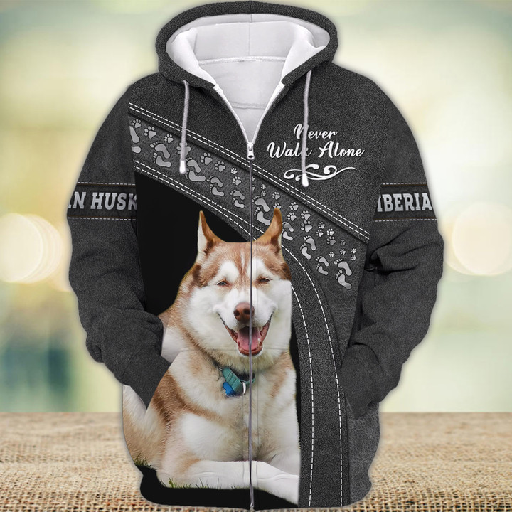 Siberian Husky Love Never Walk Alone 3D Full Print Shirts 2353