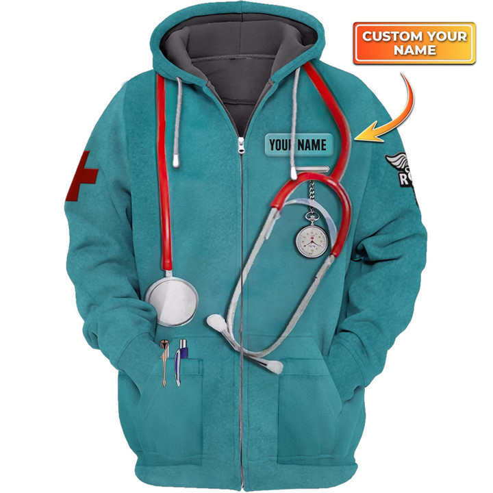 Nurse Uniform - Personalized Name 3D Zipper hoodie - QB95 [Non workwear]