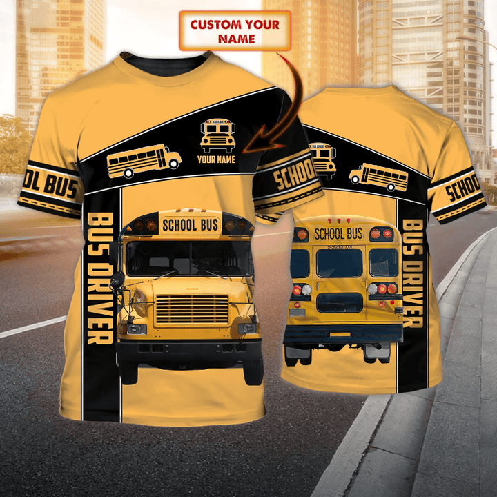 School Bus - Personalized Name 3D T-Shirt - TD96 102