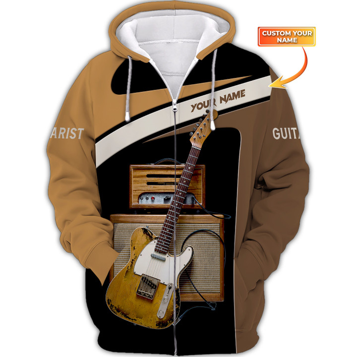Guitarist Shirt Custom 3D Full Printed Guitar Zipper Hoodie Gift For Guitarist