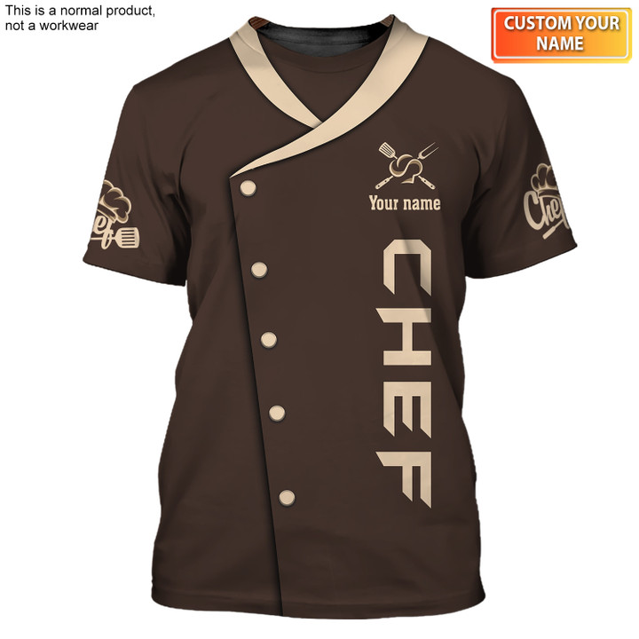 Brown Chef Personalized T-Shirt Cook Tee Shirt Restaurant Uniform (Non Workwear)