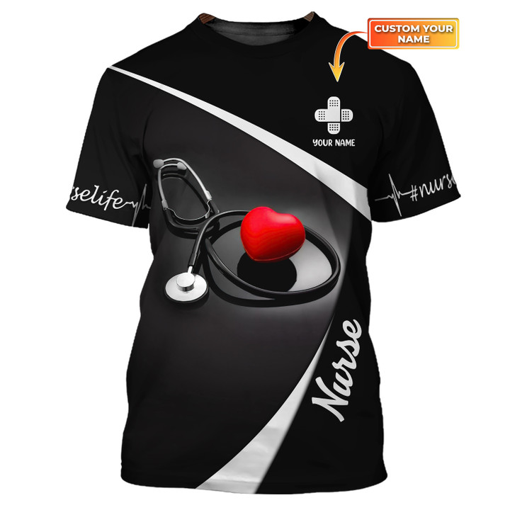 Nurse Heart 3D Tee Shirt Nursing Custom Tshirt