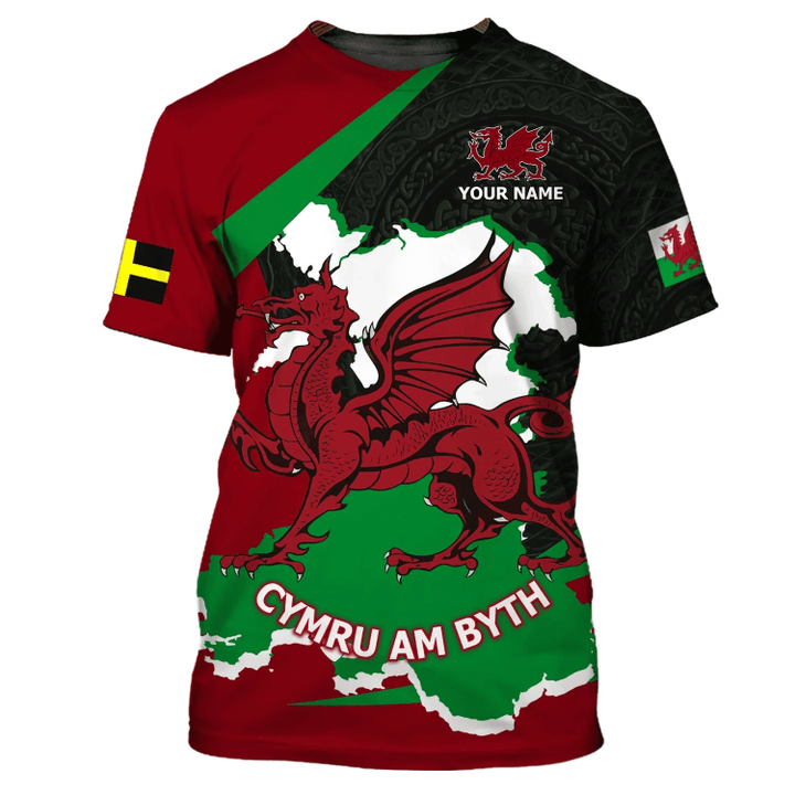 Wales - Cymru Am Byth - Personalized Name 3D Tshirt 1653 - Tad