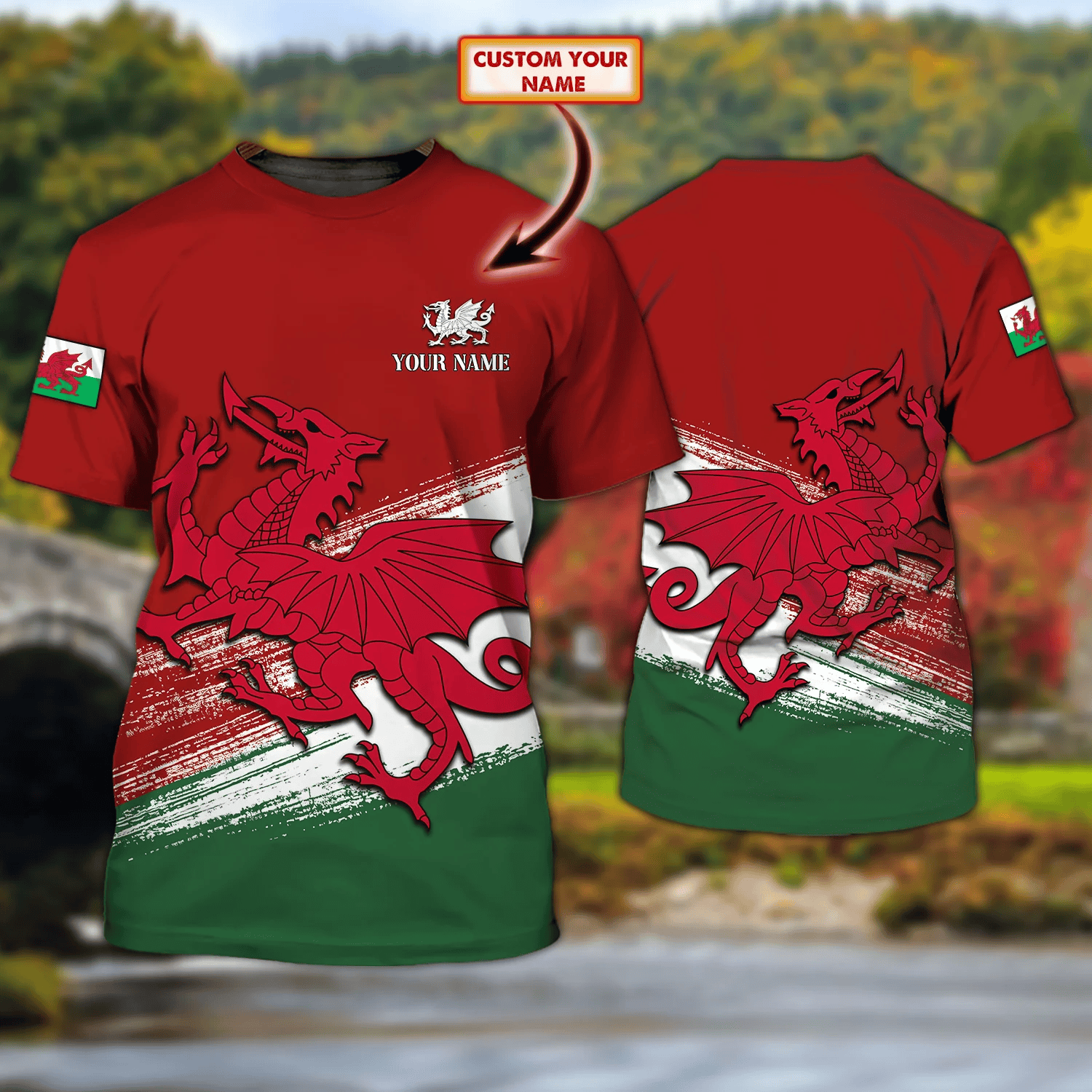 Wales 1 - Cymru - Personalized Name 3D Tshirt - TD96