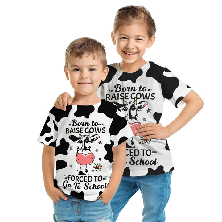 Born To Raise Cows Forced To Go To School 3D Kid Shirt