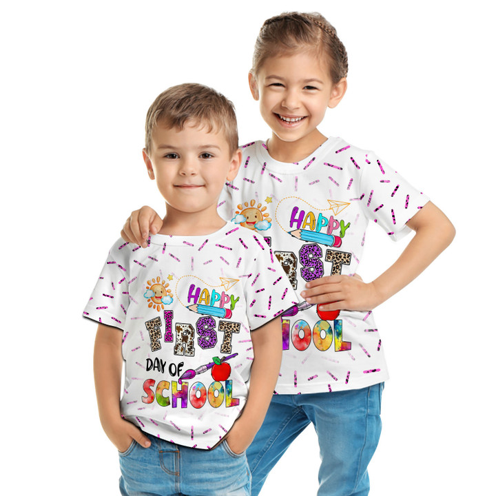 Leopard Happy First Day Of School 3D Kid Shirt