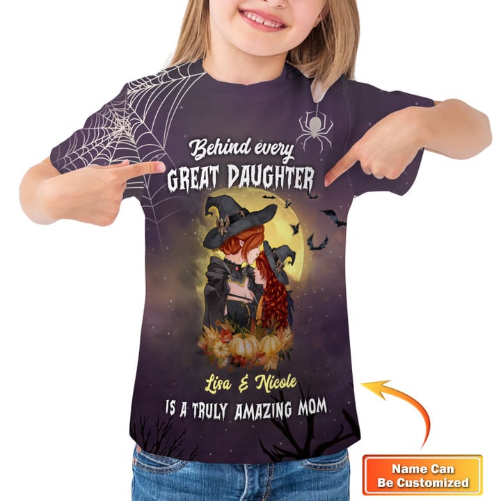 Great Daughter And Amazing Mom 3D Kid T-shirt Personalized Name
