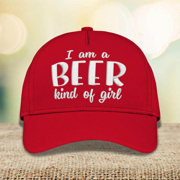 Custom Embroidery Cap - I Am A Beer Kind Of Girl Red Cap 2461