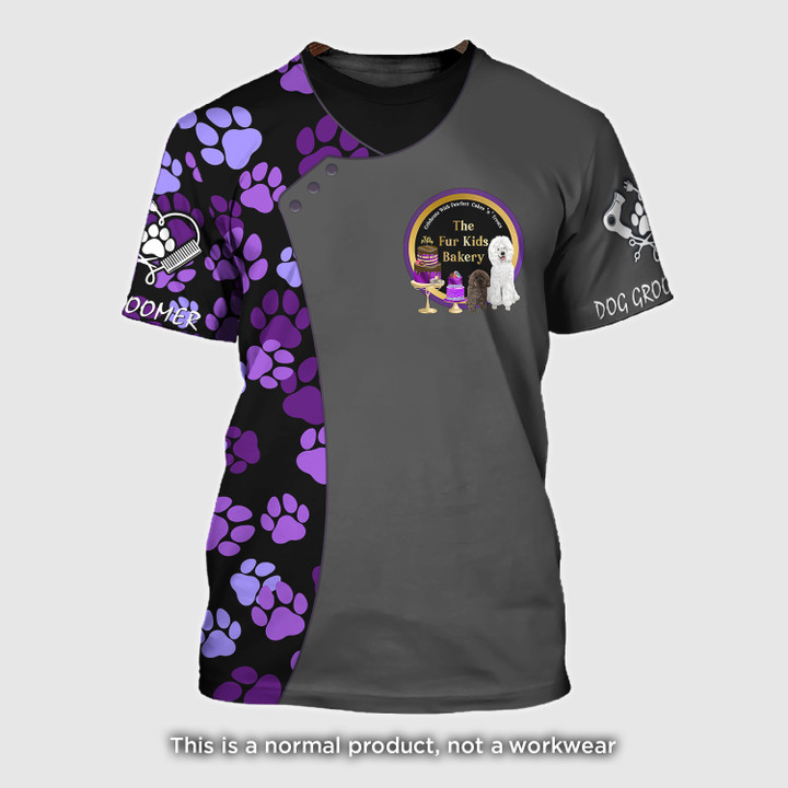 Groomer Pattern Tshirt Black & Purple Grooming Tshirt Gift For Women [Non Workwear]