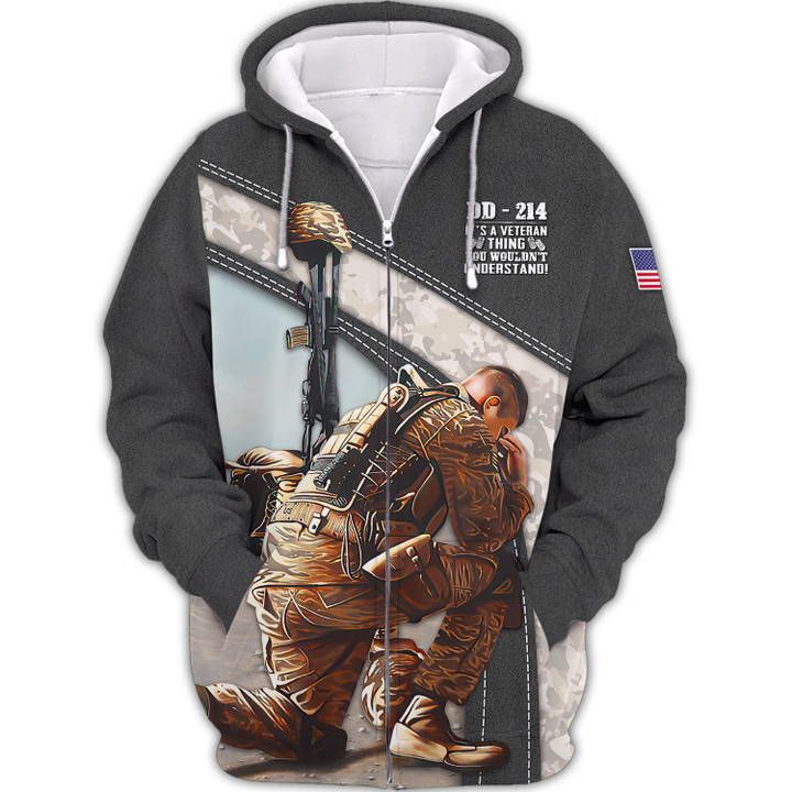 US Veteran 3D Shirts DD - 214 Zipper Hoodie Tshirt It's A Veteran Thing You Wouldn't Understand