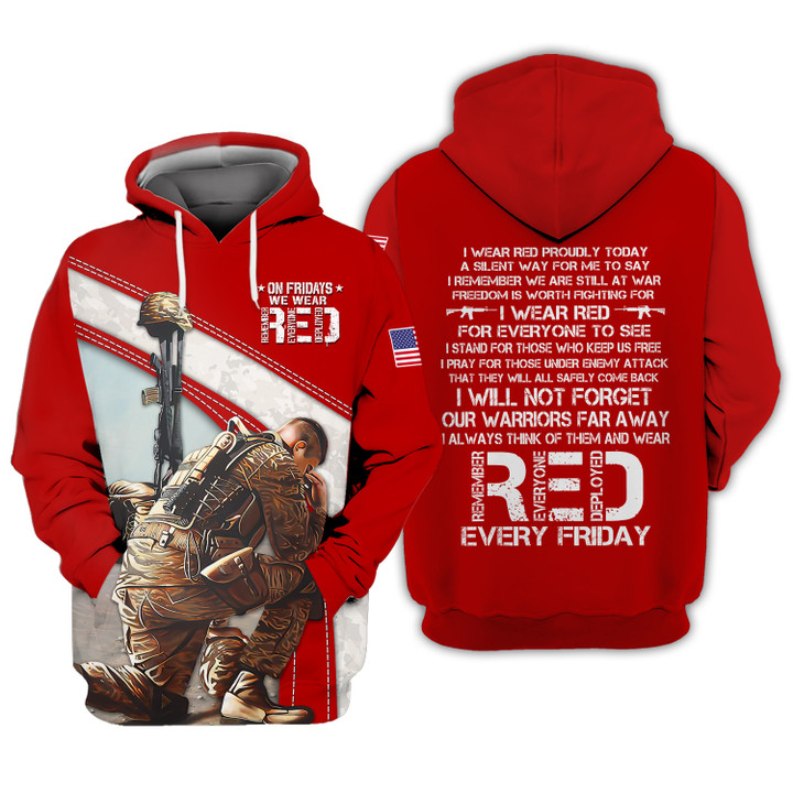 Red Friday Shirts US Veteran 3D Shirts On Fridays We Wear Red