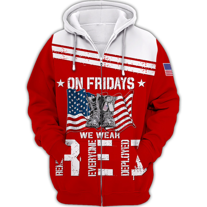On Friday We Wear Red US Veteran 3D All Over Printed Hoodie T Shirt