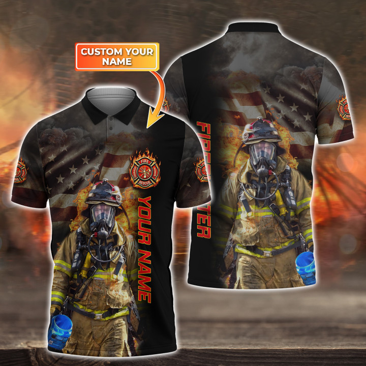 Firefighter Shirt, Firefighter 3D Polo Shirt