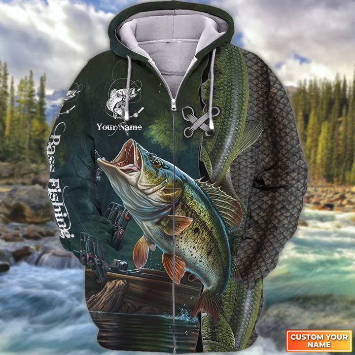 Bass Fishing Personalized Name 3D Full Print Shirts Tad 09