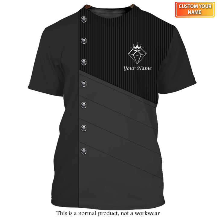 Black Jeweler Fashion Uniform Tee Shirt Jewelry Royal Style 3D T-shirt (Non-workwear)
