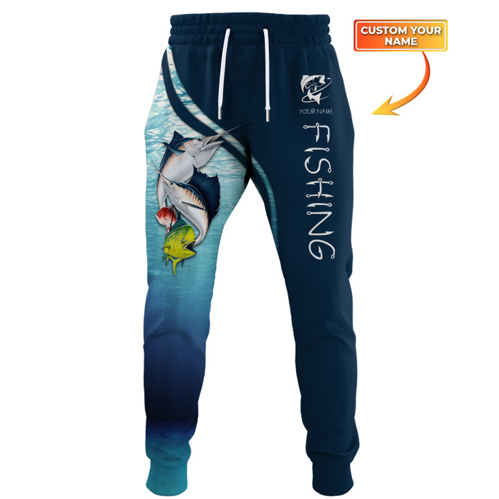 Fishing Custom Pants Fisher Personalized Name 3D Sweatpants Fishing Make Me Happy Jogger