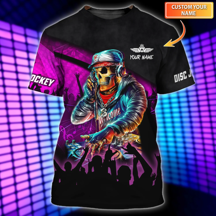 DJ Shirt Skull DJ Design Custom Tshirt Neon Light Shirt Unisex 3D Tshirt