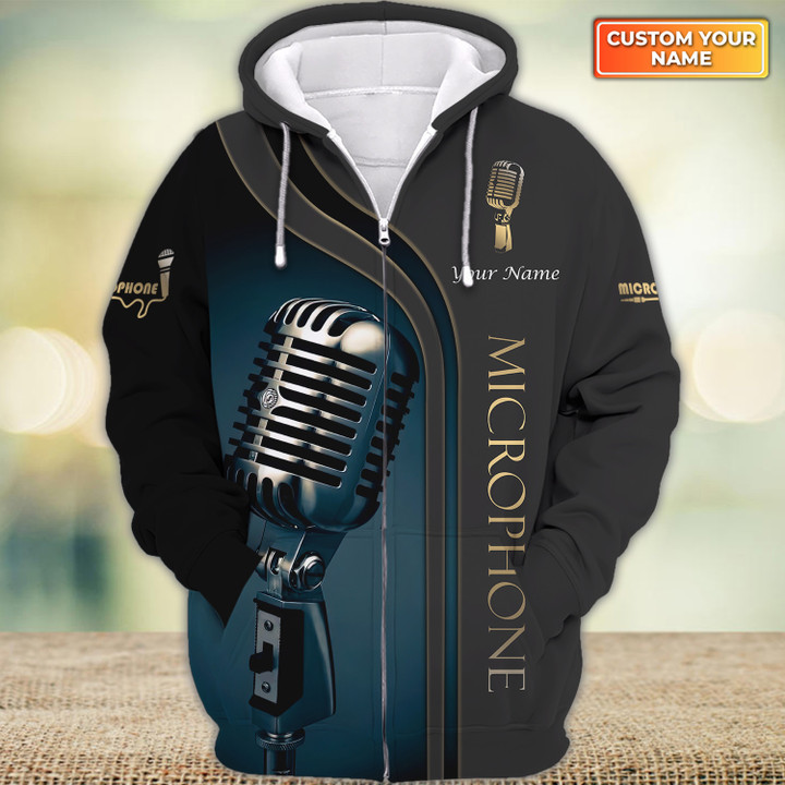 Custom Microphone Zipper Shirts Microphone Pattern Design Shirts 2587