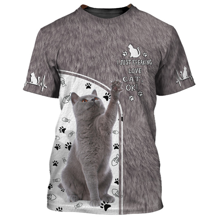 British Shorthair Cat 3D Shirt Gift For Cat Lover Hoodie Zip