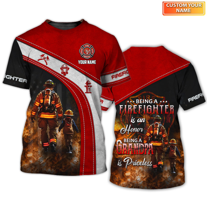 Firefigter Honor 3D Tshirt Zip Firefighter Grandpa Hoodie Polo