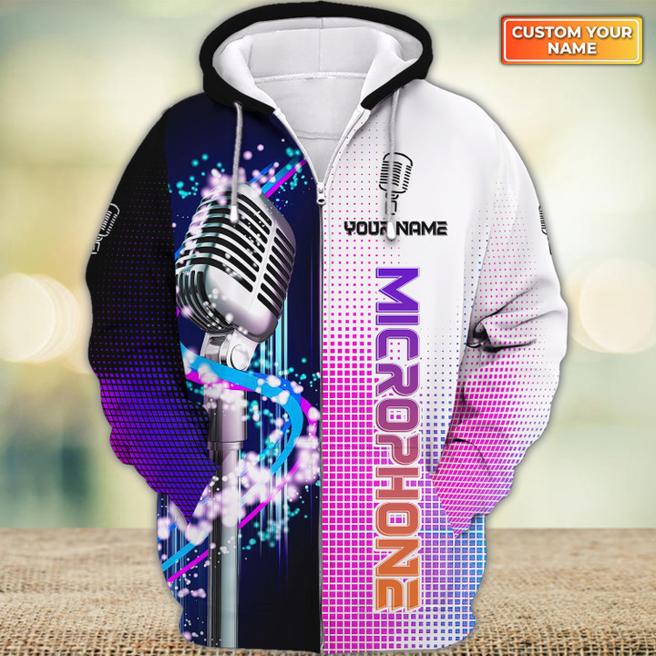 Custom Microphone Zipper Shirts Microphone Pattern Design Shirts 2684