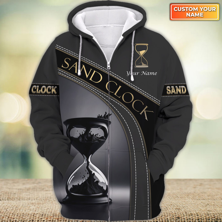 Custom Sand Clock Zipper Shirts Sand Clock Pattern Design Shirts 2701