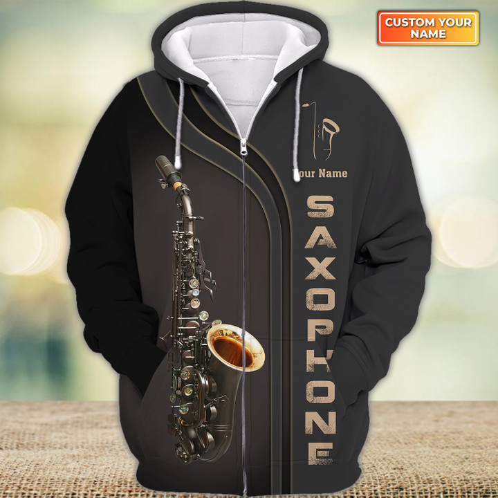 Custom Saxophone Zipper Shirts Saxophone Pattern Design Shirts 2738