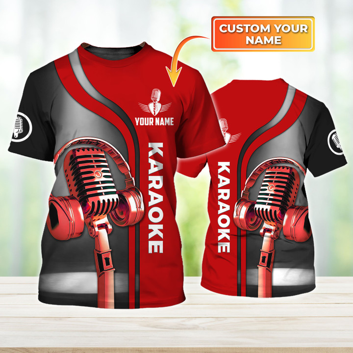 Karaoke Pattern Red Custom Name 3D Shirts