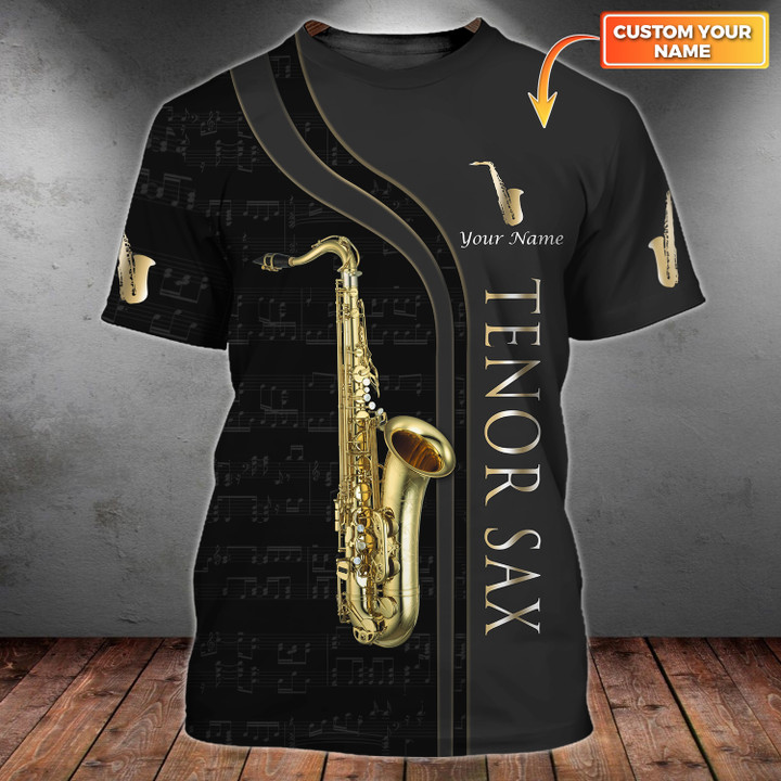 Tenor Saxophone Personalized Name 3D Zipper Hoodie
