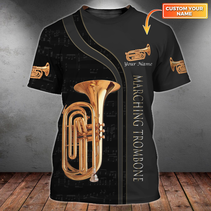 Trombone Personalized Name 3D Zipper Hoodie Tshirt ...3