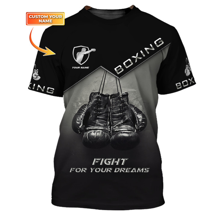 Custom Boxing Tee Shirt Boxing Gloves 3D Print Shirts Fight For Your Dream