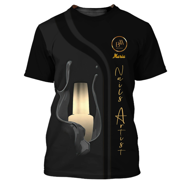 BM Nail Design T-Shirt Custom Nail Salon Uniform Manicurist Gift Tee Shirt
