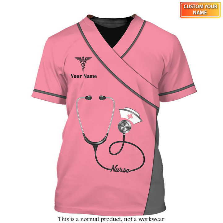 Pink Luxury Medical Uniform Women and Man T-shirt For Nurses Custom Nursing Tshirt