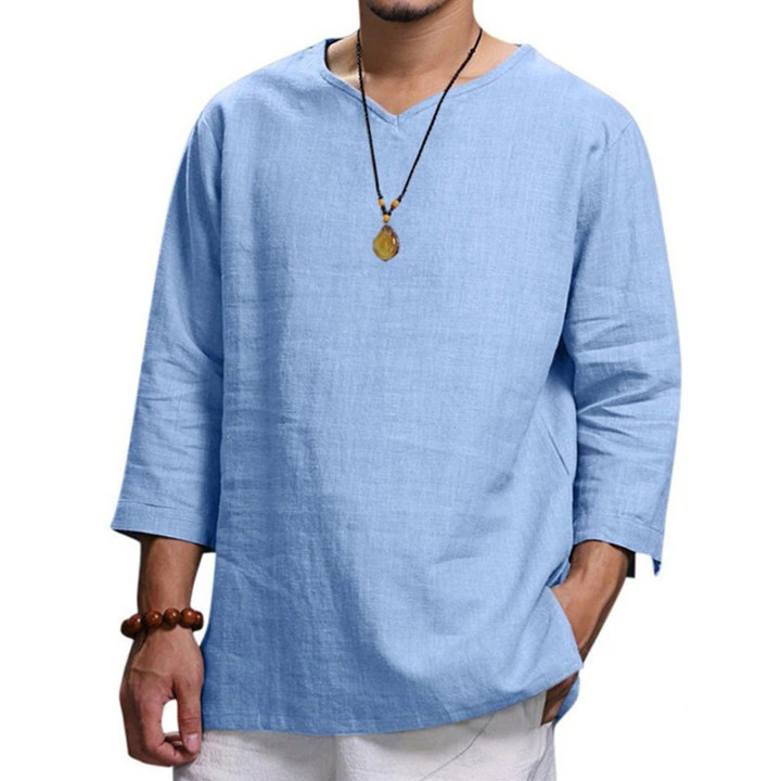 Casual Neck Cotton Linen T-shirts For Men 🔥Sale 50% Off Limited Time🔥