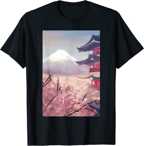 Japanese Cherry Blossom Tree Illustration For Sakura Fans T-Shirt