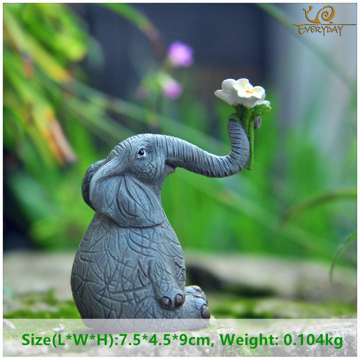 Lucky elephant figurines fairy garden animal ornaments home decor