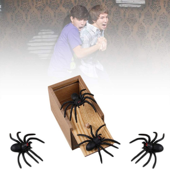 Prank Spider Wooden Scare Box