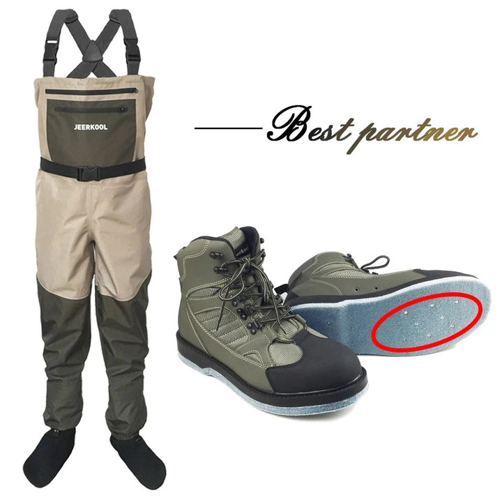 Fishing Clothes Waterproof Suit Wading Shoes Antiskid Felt Sole Boots Leaking Water Shoes