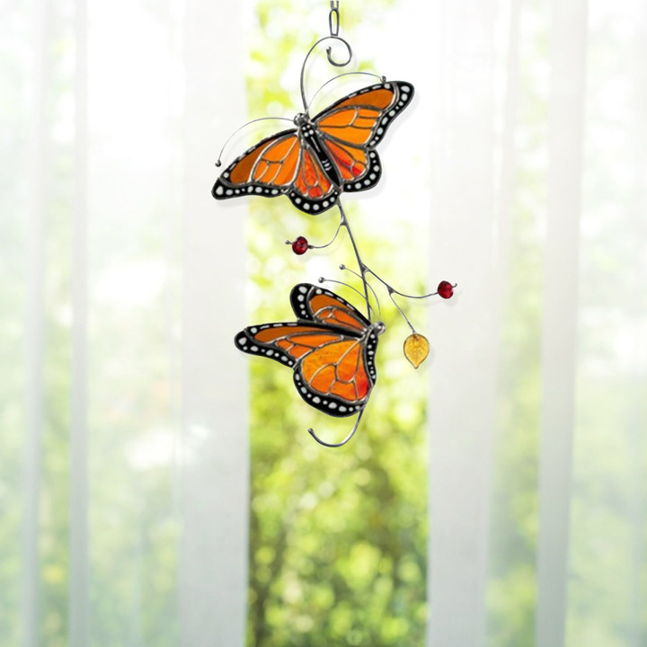 Handmade Stained Monarch Butterfly Window Decor