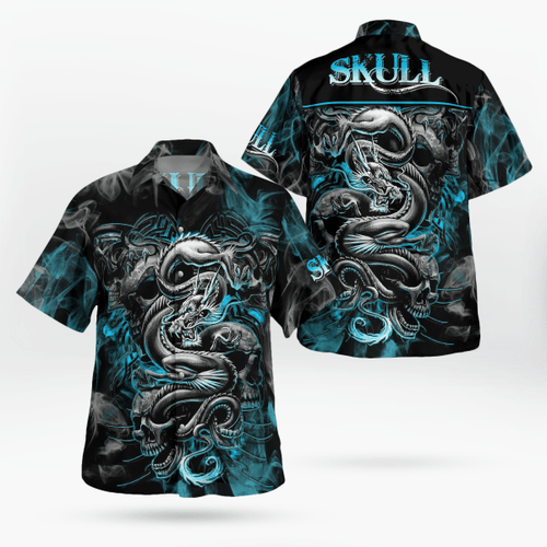 Skull Dragon And Smoke Hawaii Shirt