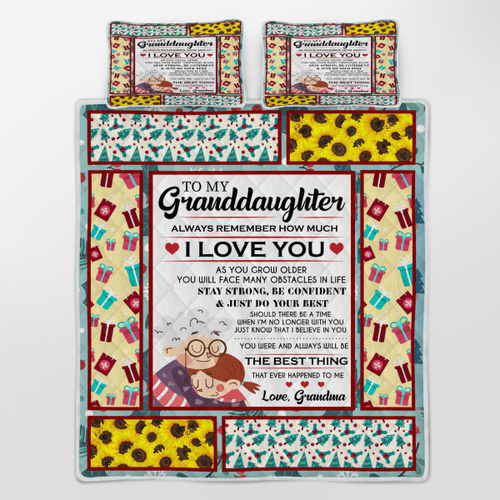 To My Granddaughter Christmas Quilt Bedding Set