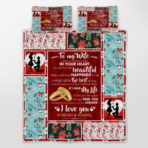 To My Wife I Want You To Believe Deep Family Christmas Quilt Bedding Set