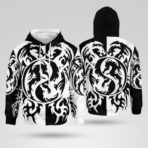Dragon Tattoo Art Fleece Casual Lightweight 3D All Over Print Hoodie
