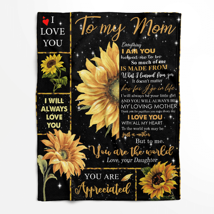 To My Mom Sunflower You Are Appreciated Fleece Blanket And Quilt