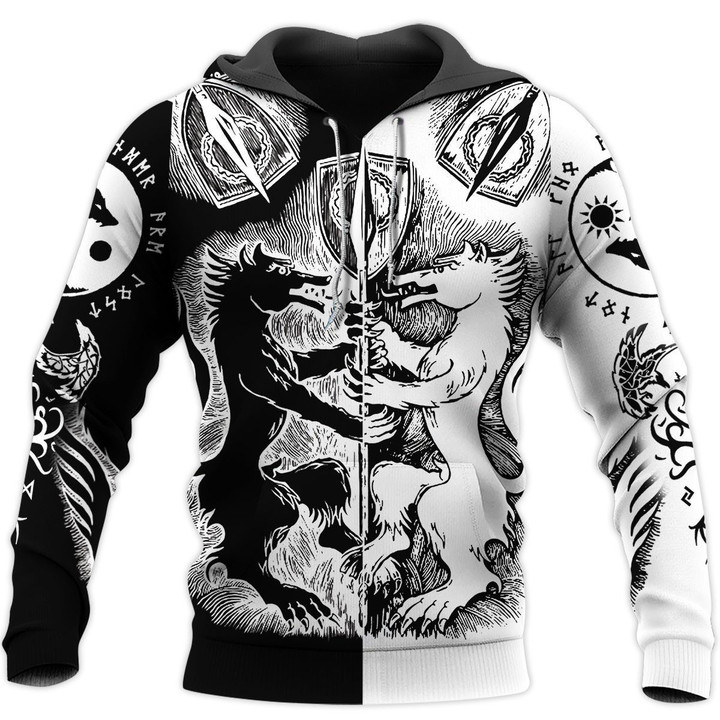 Skoll And Hati Pattern 3D All Over Print Hoodie