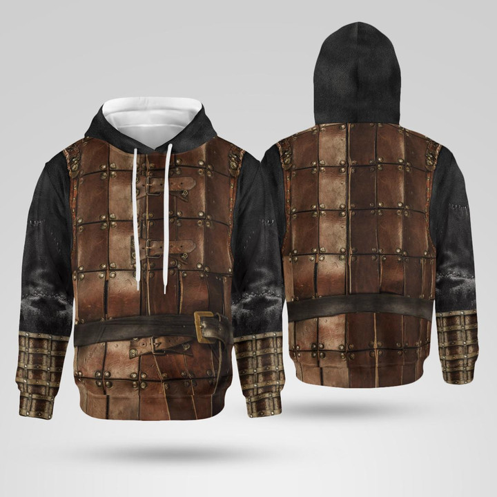 Viking Armor Brown And Black 3D All Over Print Hoodie